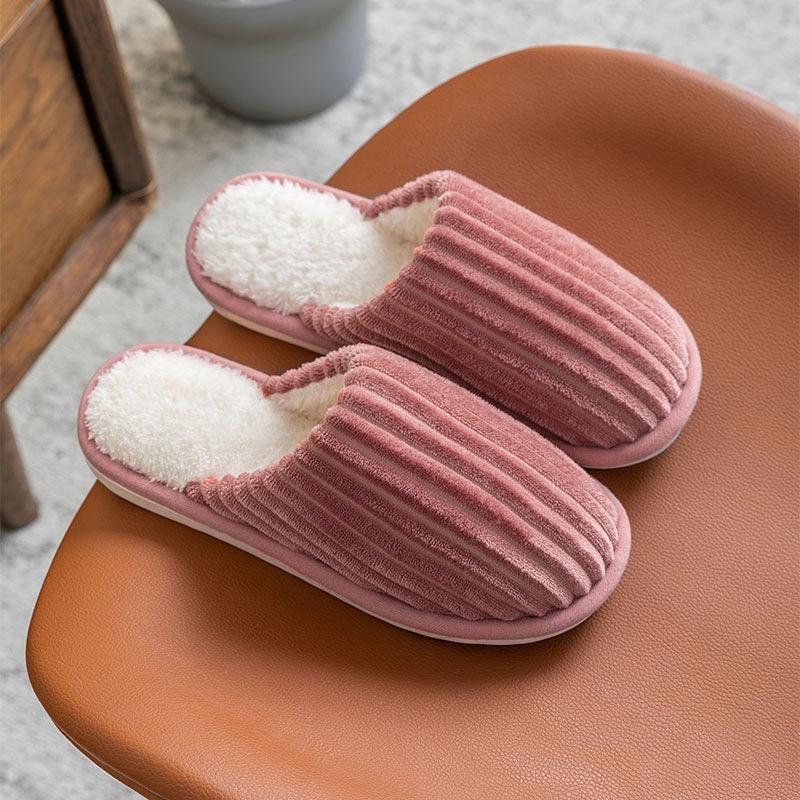 Women's and Men's Plush Non-Slip Cotton Slippers - Indoor Warmth for Spring, Autumn, and Winter