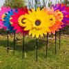36cm Black Pole Double Layer Sunflower Pinwheel for Outdoor Kindergarten June 1st Activity Decoration
