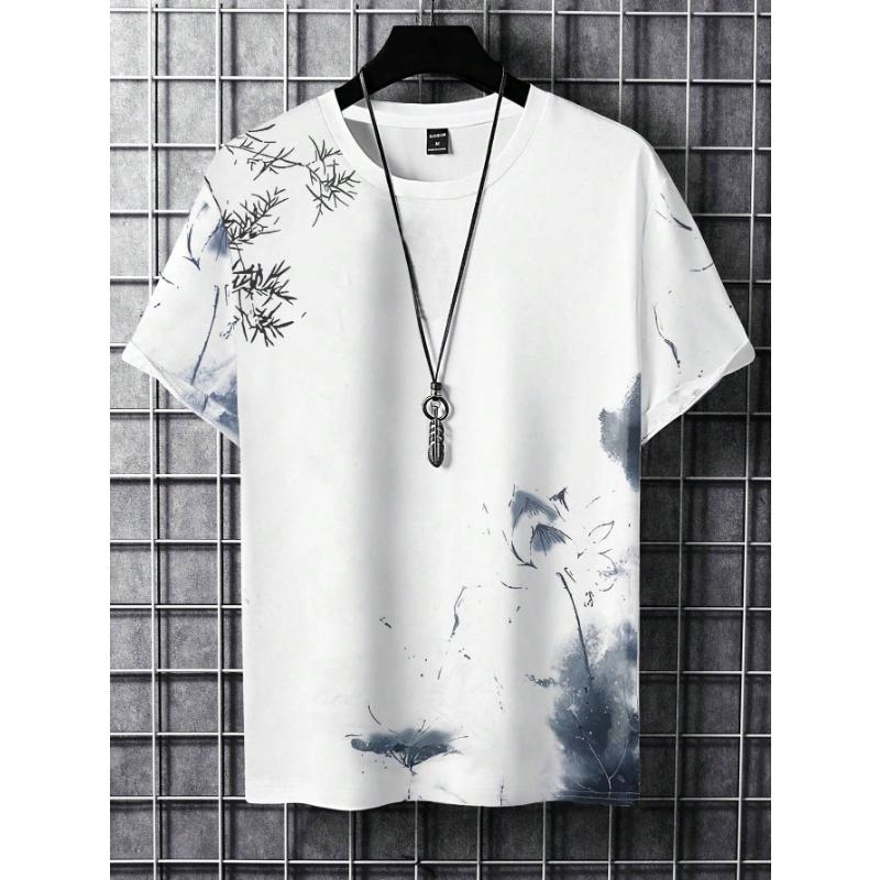 

Летняя новая мужская повседневная простая футболка с короткими рукавами из полиэфирного волокна, удобная дышащая, в старинном стиле с принтом, с короткими рукавами 5XL