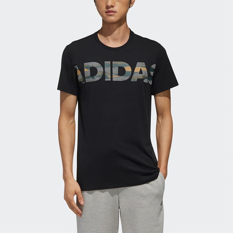 adidas T Shirts Men's Black Crew Neck Moderate Straight Fit DZ1989