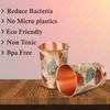 India Copper Premium Yellow Gold Leaf Design Set of Two Glass with Elegant Gift Box, 250 ML