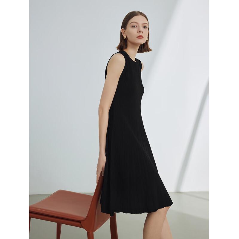 LANCY French Style Sleeveless Knit Waist-Cinching Dress