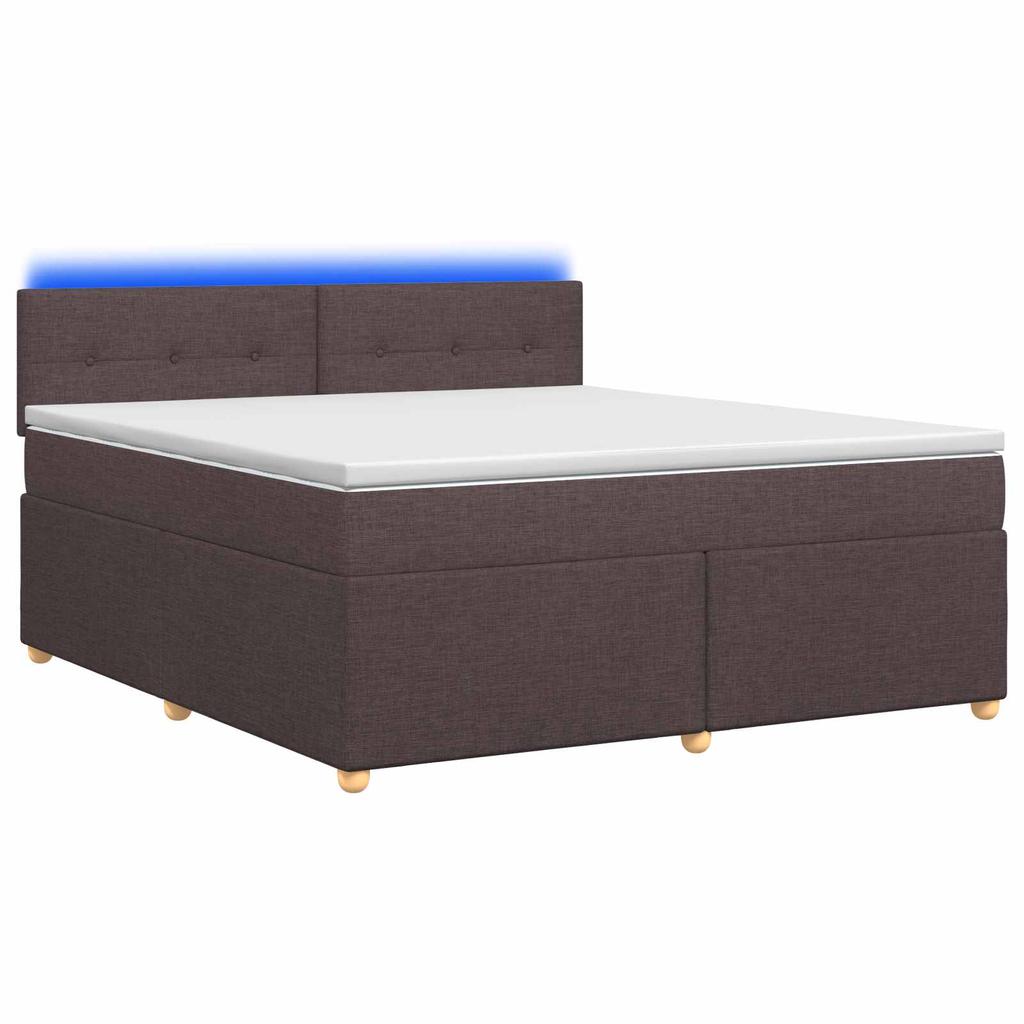 Box Spring Bed with Mattress Dark Brown 140 X 190 Cm Fabric