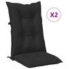High Back Chair Cushions Set 2 Pcs Melange Black
