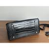 Popular Crocodile Pattern Horizontal Plate Platinum 30cm Genuine Leather Women's Bag, European and American Fashion Cowhide Large Bag, Commuter
