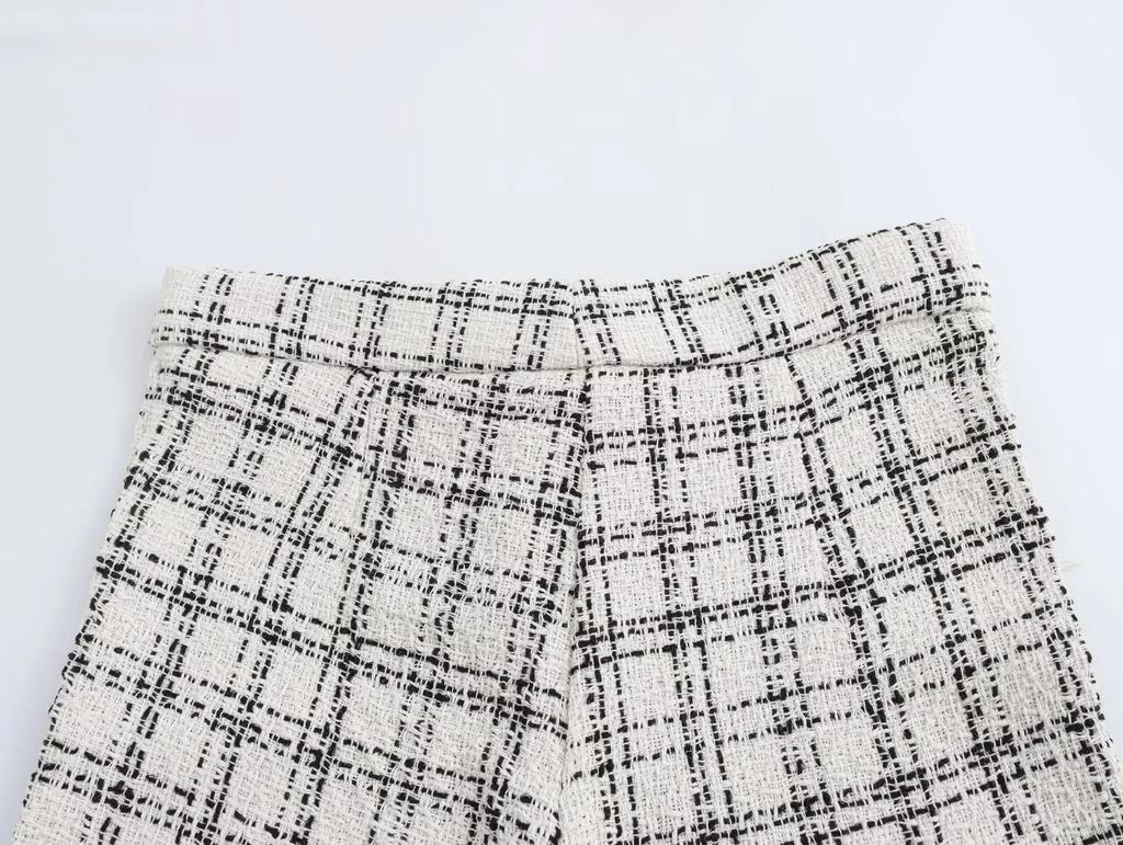 Autumn High Street Style Plaid Vest & High Waist Pants Set