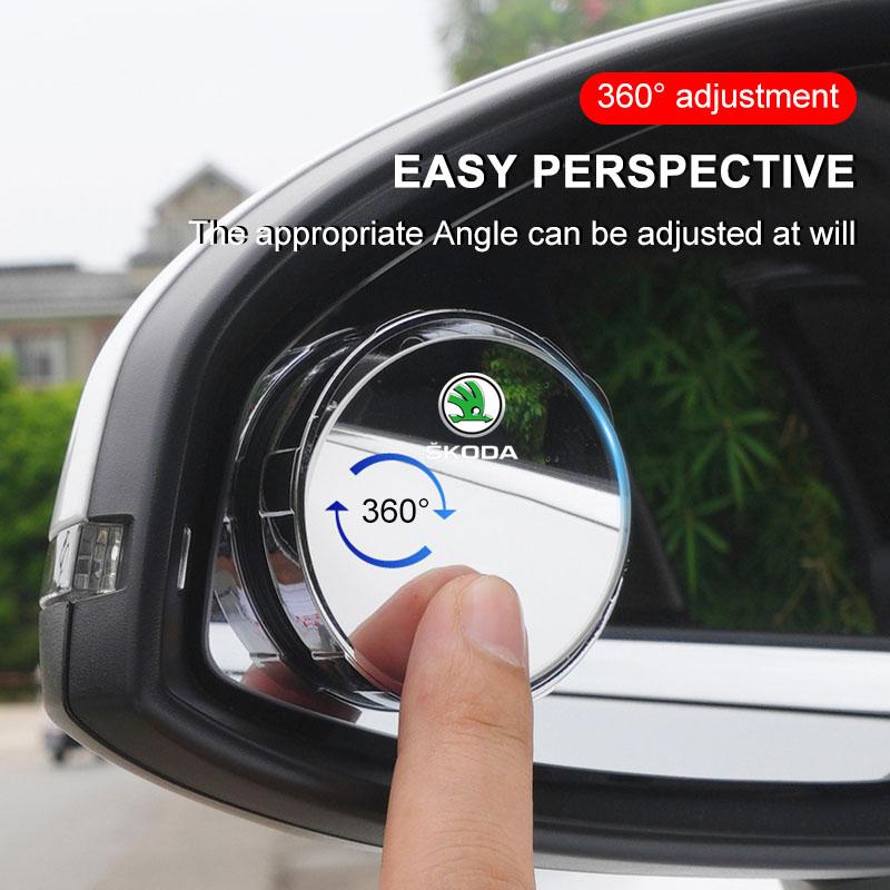 2Pcs Adjustable 360 Degree Car Blind Spot Rear View Mirror Angle For Skoda Octavia MK2 MK3 2 3 A7 Fabia Karoq Kodiaq Superb Rapid Kamiq