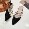 Rivet Pumps Slippers Women Luxury Sexy for Women Gladiator Sandals Shoes 2024 Summer New Pointed Shallow Mouth Women Slippers