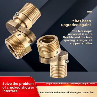 Adaptateur de robinet de douche mural d'angle en cuivre à pied courbé incliné, réglage d'angle rotatif à 360°, vis excentrique d'angle