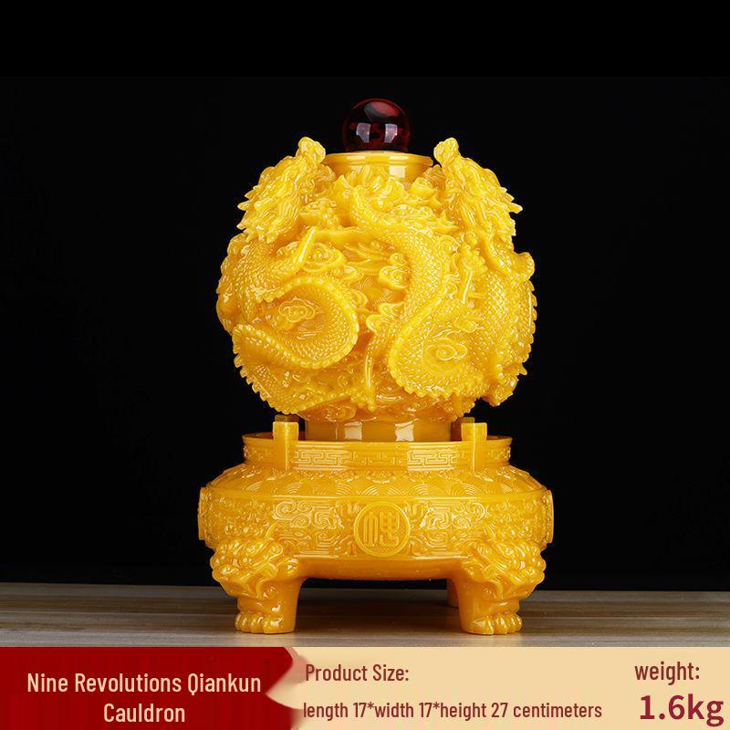 Nine Revolutions Qiankun Jade Dragon Cauldron: Luck-Infused Ornament for Home and Office Décor