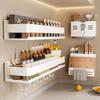 Kitchen Spice Jar Rack Wall Mounted Multifunctional Carbon Steel Widened Seasoning Storage Shelf