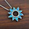 Aobao Fashion Colored Opal Sunflower Pendant Necklace with Copper Silver Plated Link Sweater Chain