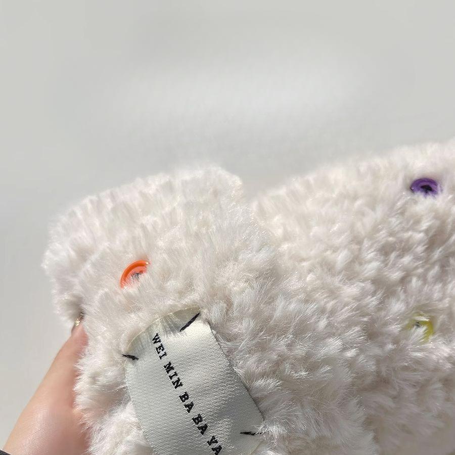 Wool Hat for Autumn and Winter Women's Versatile Knitted Bag Headset Showing Face Small Warm White Plush Cold Hat Big Head Circumference