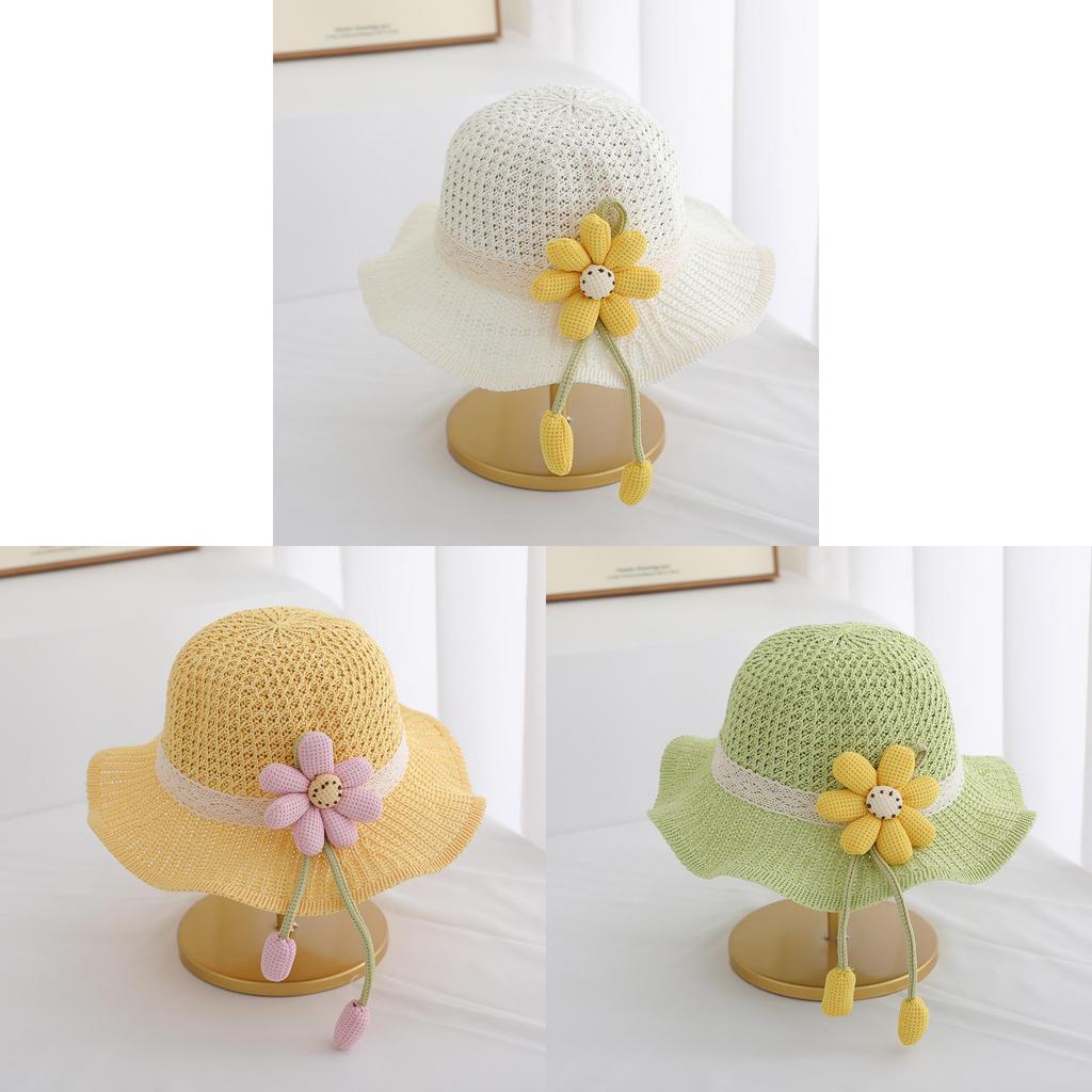 Kids Sunhat With Wide Brim And Breathable Paper Grass Material For Summer Outdoor Activities