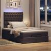 Ottoman Bed with Mattress & LEDs Dark Brown 120x200 Cm Fabric