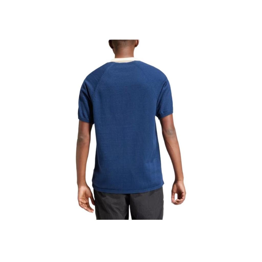 Adidas Premium Knitted Tee Night Indigo Men Streetwear IU0223
