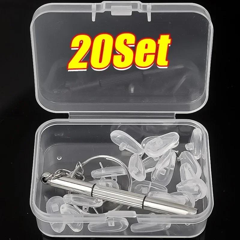 20Pcs/Set Silicone Glasses Nose Pad Airbag Soft Air Non-Slip Air Cushion Boles with Screws Screwdrivers Eyeglasses Accessories