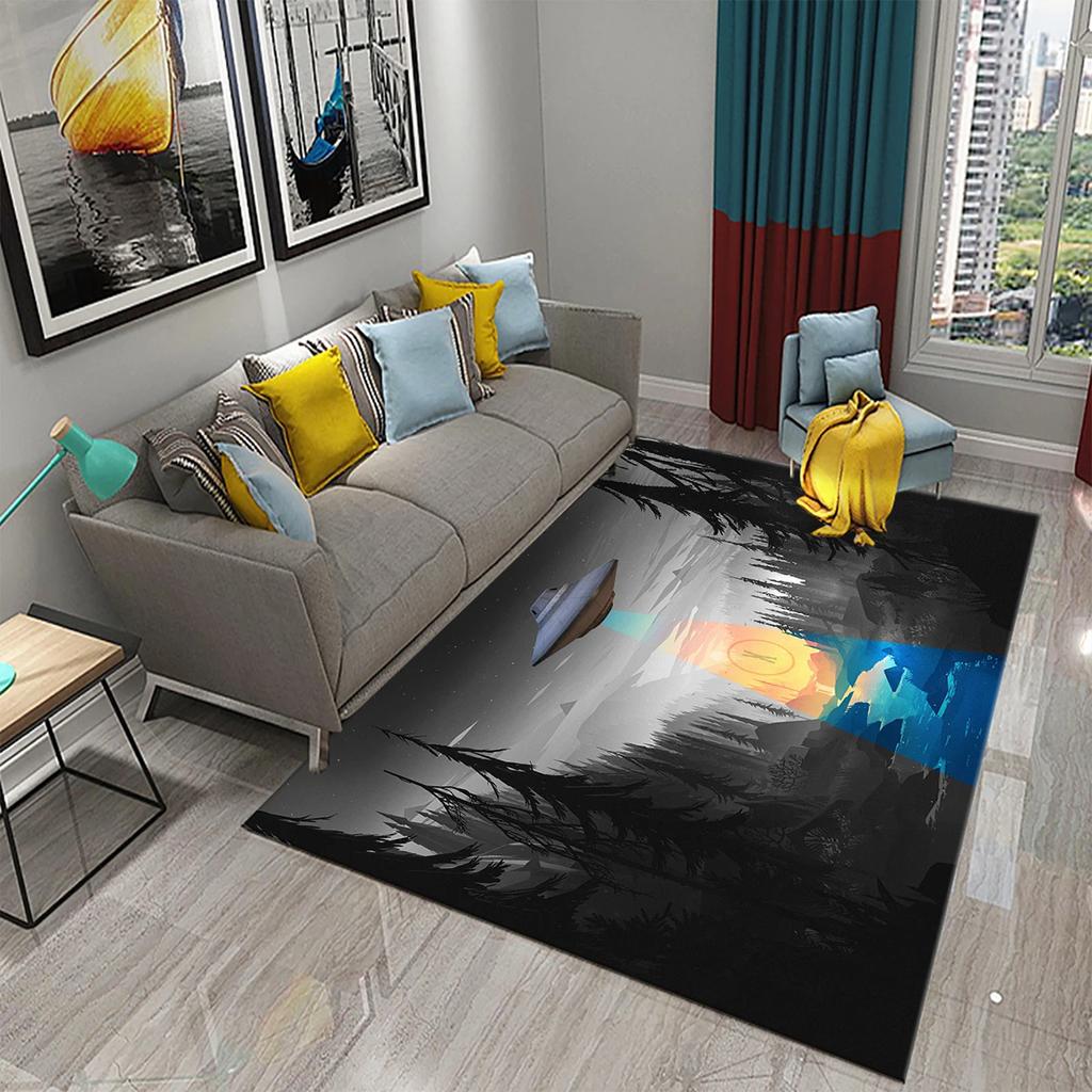 UFO Alien Carpet Mystery Science Fiction Theme Rugs for Bathroom Kitchen Floor Door Anti-Slip Mat Bedroom Entrance Decor Rugs