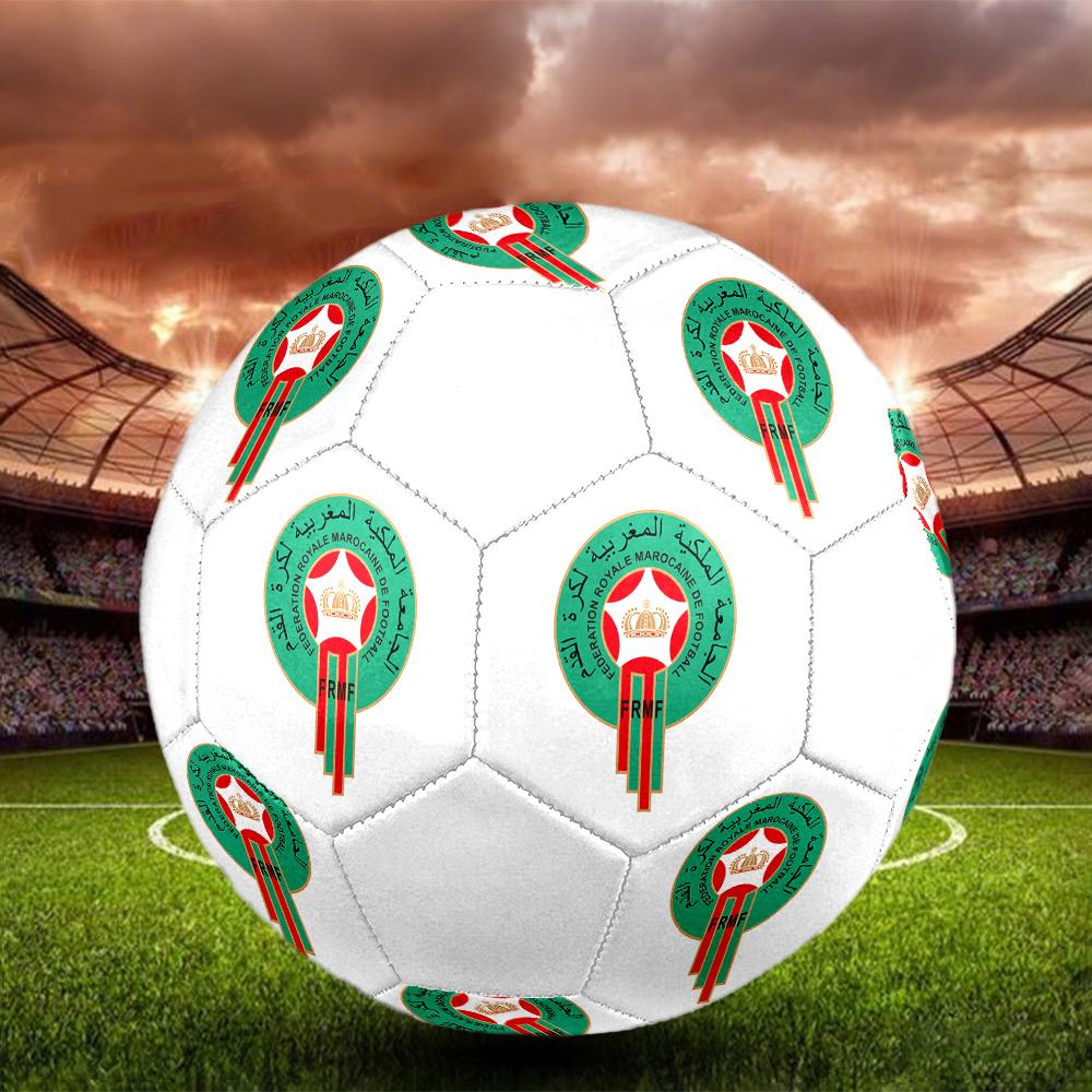 Morocco National FC Size5 Soccer Ball, Colorful, Suitable for All Ages, Machine-stitched, PVC Material, Competition Grade,durable and High Bounce