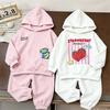 Boys Trendy Costume 1-7Years Old Kids Long Sleeve Hooded Suits Cartoon Printed Pullovers Baby Loose Sweatpants Two Piece Set