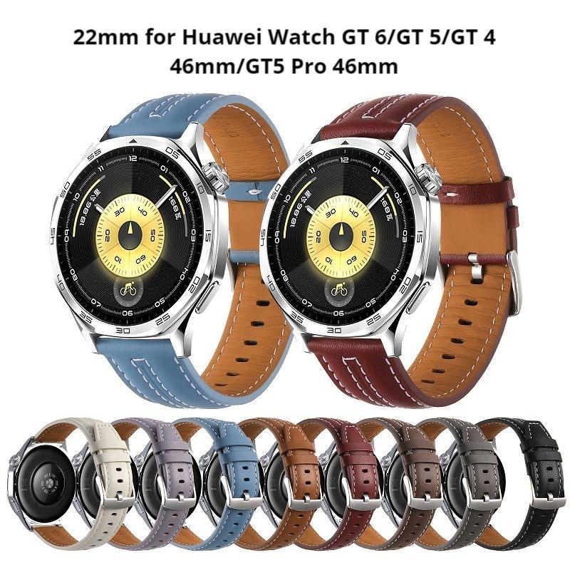 22mm Leather Watch Strap For HUAWEI WATCH GT6 46mm Bands Soft Leather Wristband Bracelet For HUAWEI WATCH GT5 4 3 GT5 GT6 Pro