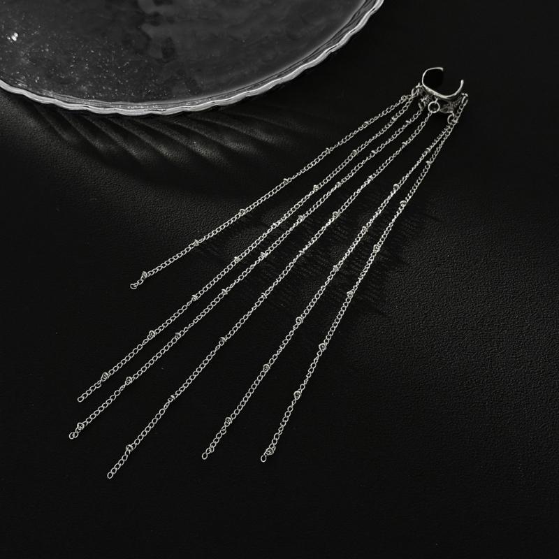 Elegant Long Fringe Ear Clips with Clip On Feature Pendant Earrings Suitable for Easy Wear Versatile Fashion Accessory