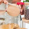High Borosilicate Glass Jar with Bamboo Lid – Transparent Tea, Candy, and Kitchen Storage Jar