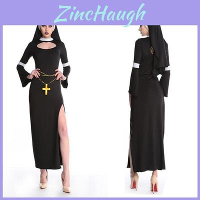 Women's Sexy Nun Fancy Dress Adult Halloween Costume For Memorable Cosplay Parties