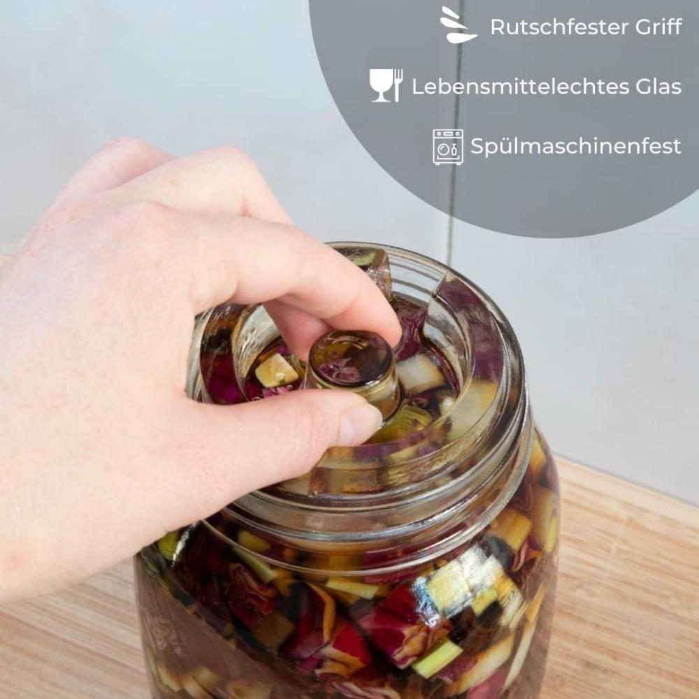 Fermented Glass Weight Lid with Handle Sealed Wide Mouth Mason Jar Lid Kitchen Gadgets Clear Heavy Fermenting Weights