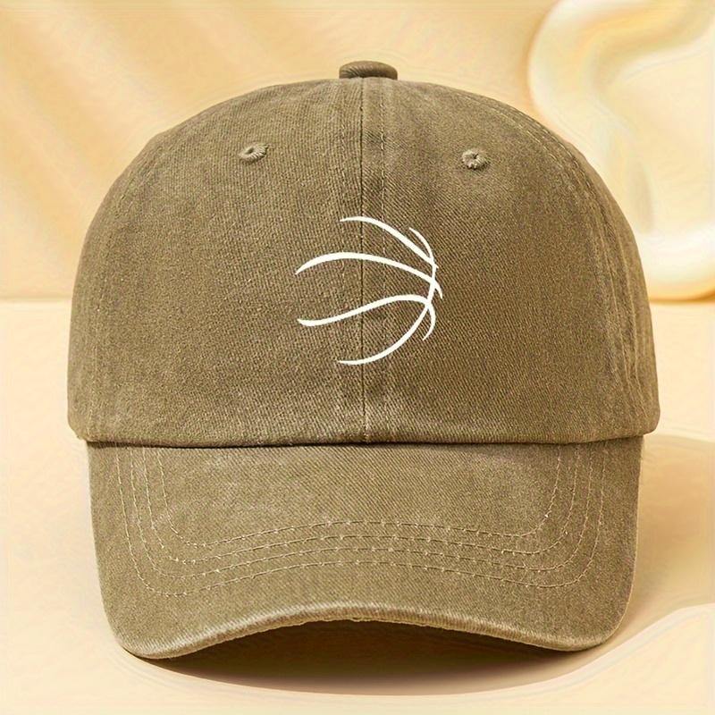 Line Basketball Print Baseball Cap Washed Curved Brim Hat Fashionable and Versatile Hip-hop Hat for Men and Women