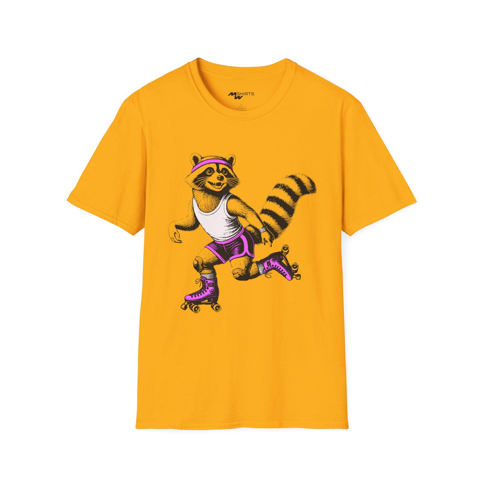Retro Raccoon Roller Skating T-Shirt: Fun Graphic Tee XL