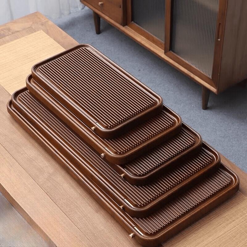 Premium Bamboo Tea Tray with Embedded Drainage