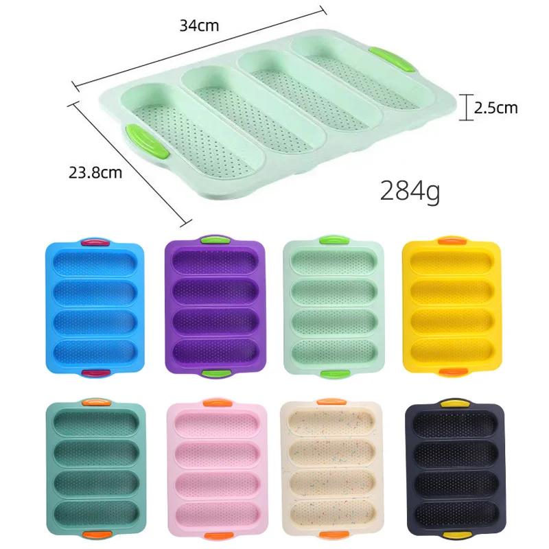 1PCS 4 Grids Silicone Mold French Bread Baking Mold Bread Baking Tray Nonstick Cake Baguette Mold Pans Bread Baking Tools