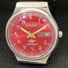 GEBRAUCHTE VINTAGE CITIZEN AUTOMATIC 8200 JAPAN HERRENUHR MIT ARABISCHEM ROTEN ZIFFERBLATT a434861-2 R123-a434861