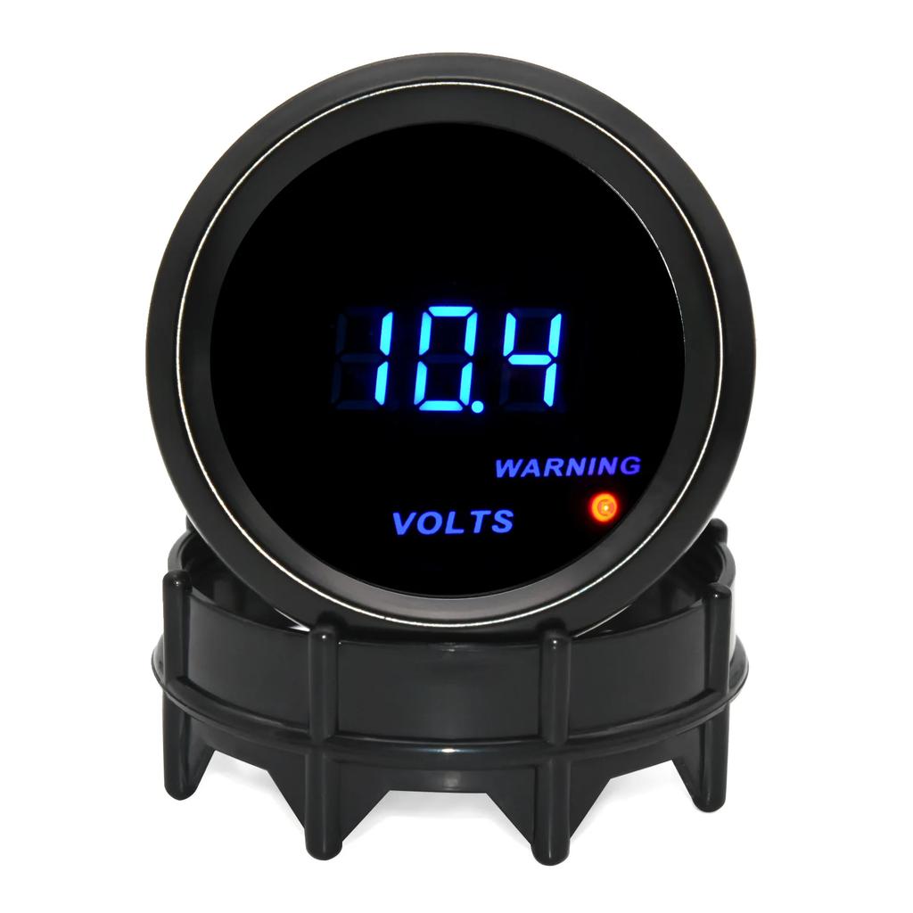52mm Blue Backlight Digital Gauge Boost PSI BAR Oil Pressure Oil Water Temp Voltmeter Tachometer RPM Meter with Warning Light