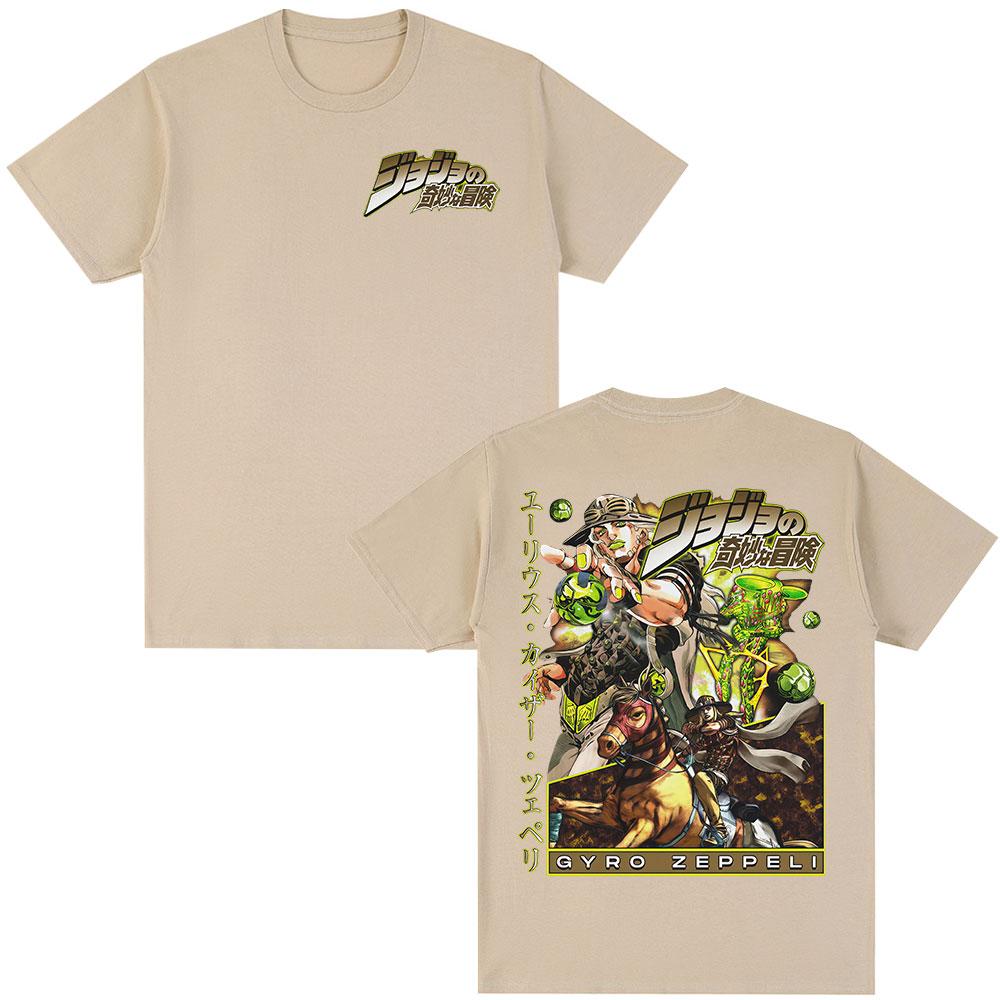 2026 New Anime JoJo Bizarre Adventure STEEL BALL RUN Gyro Zeppeli Tshirts Clothing Fashion Casual Short Sleeves T Shirts Tops