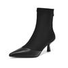 Fashion Women's new autumn pointed leather cowhide color blocked small fragrant style high-heeled plus size and calf zipper short boots