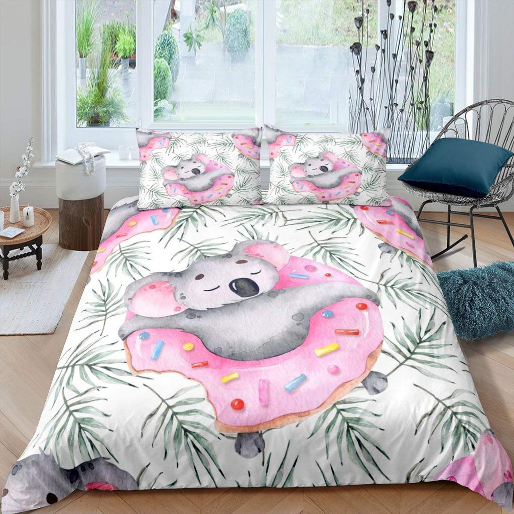 Colorful Dessert Comforter Cover Rainbow Donut Duvet Cover Girly Pastel Cake Bedding Sets Queen King Queen Size For Girls Kids