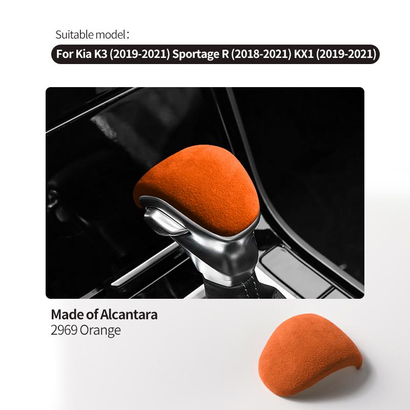 For Kia K3/ Sportage R /KX1 (2018-2021) Made of Alcantara Car Wrap Gear Shift Knob Trim Cover Boot Interior Tuning Accessories