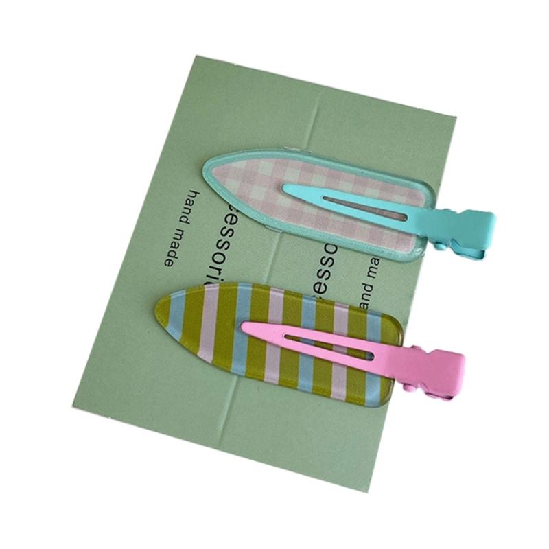 

2Pieces No Crease Hair Clip Hawaiian Acrylic Flat Styling Pins Cute Cartoon Beach Hairstyle Tool for Different Ages