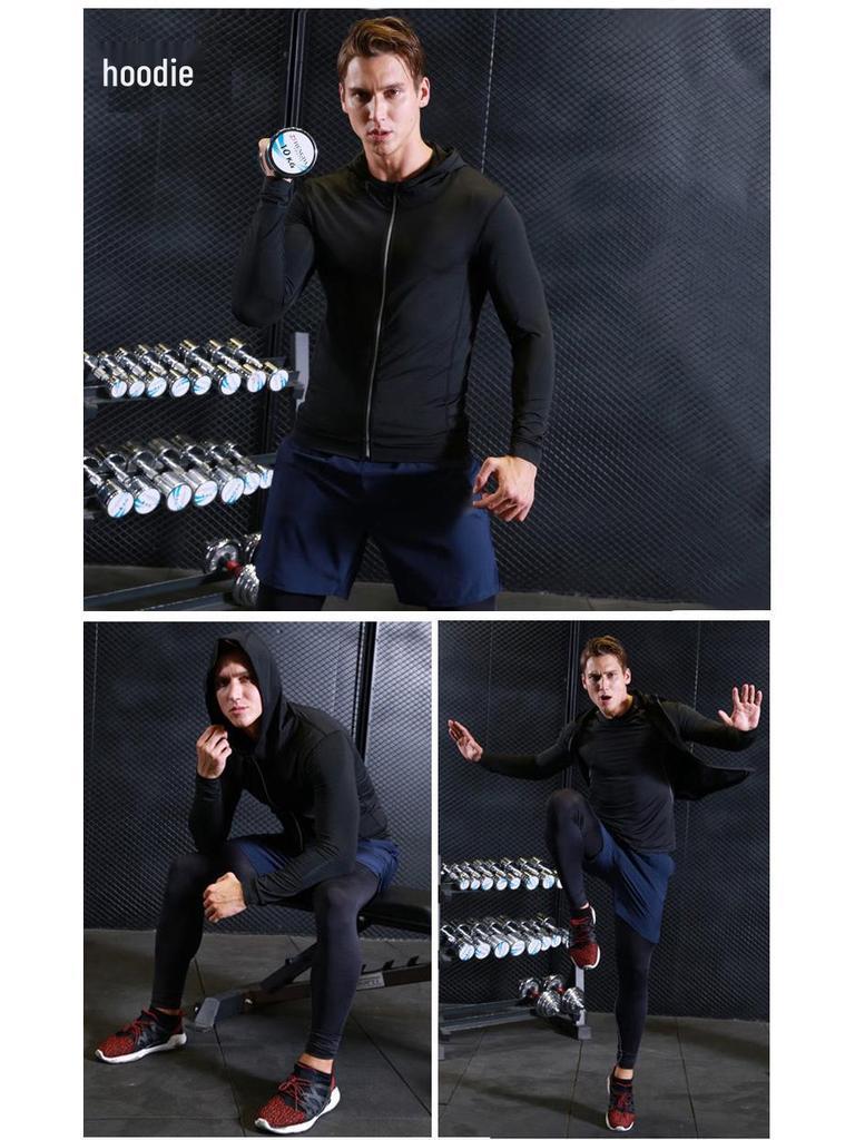 Podzimní/Zimní Rychleschnoucí Sportovní Mikina s Kapucí - Běžecká Fitness Bunda s Dlouhým Rukávem