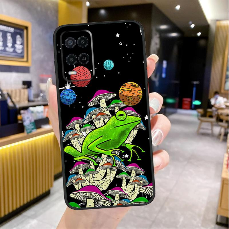 Mushroom Psychedelic Trippy Frog Case For Oppo A96 A76 A16 A17 A18 A60 A80 A40 A38 A58 A78 A98 A94 A74 A54 A15 A57 A77 A5 Pro