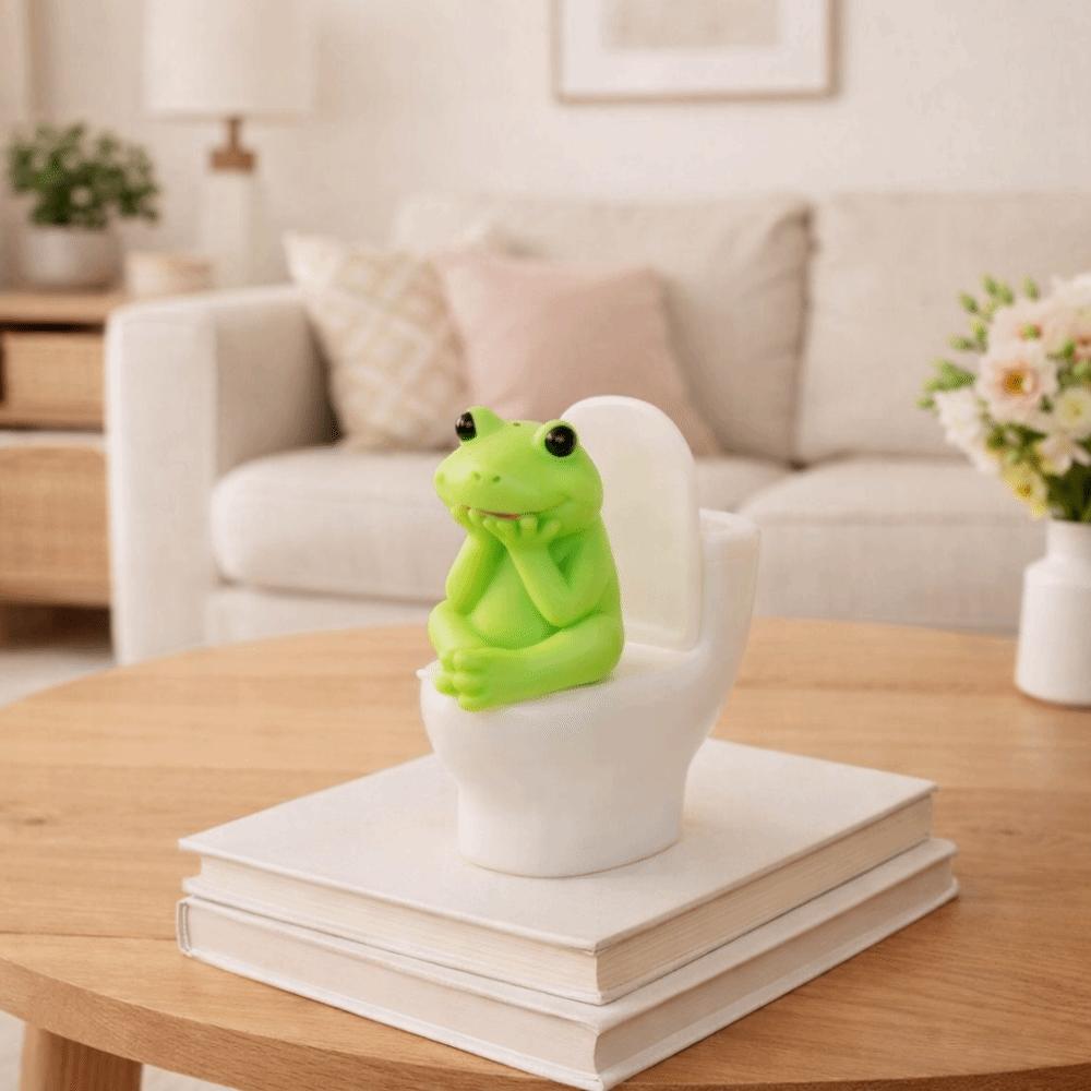 Cartoon Pig Desktop Ornaments PVC Toilet Frog Ornaments Wall Decor Toilet Pig Decoration  Gag Gift