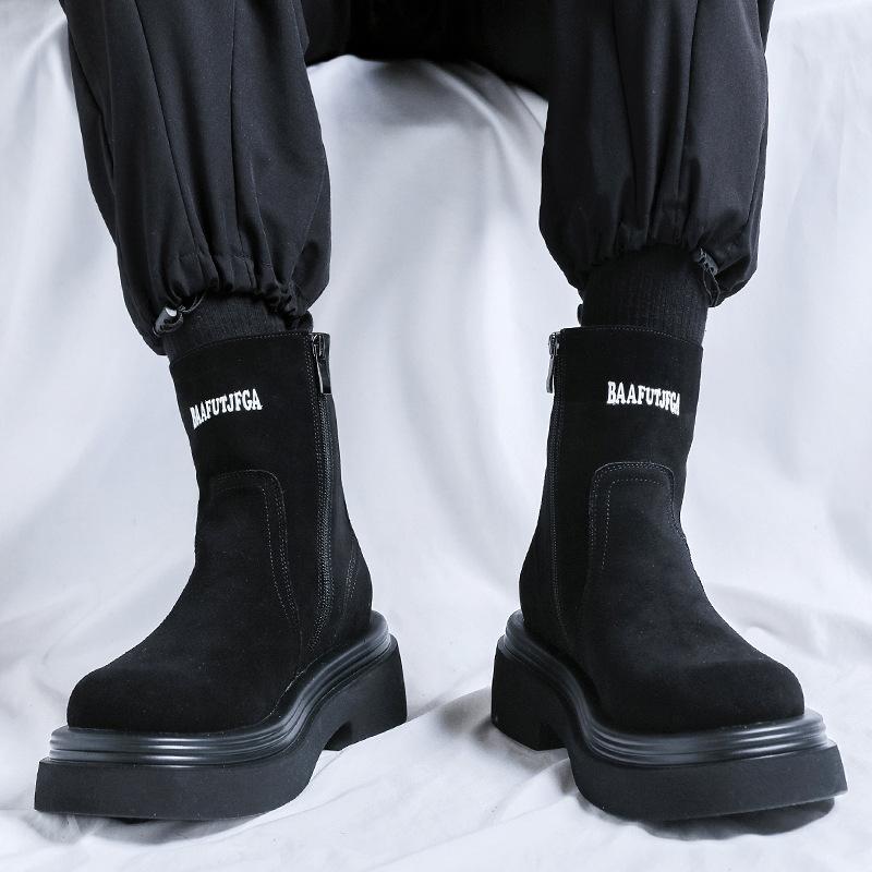 Smoke Stiefel Herren Pendler Buchstaben Martin Schuhe Winter Chelsea Stiefel Britischer Wind Motorradstiefel 5043-R