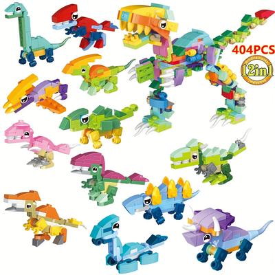 12-in-1 Dinosaur Series Building Blocks Set 12 Kinds of Animal Shapes Combination of Large Dinosaurs Children's Building Blocks