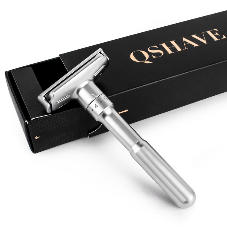 Adjustable Safety Razor Double Edge Classic Men's Shaving Mild To Aggressive 1-6 Settings Hair Removal Shaver with 5 Blades