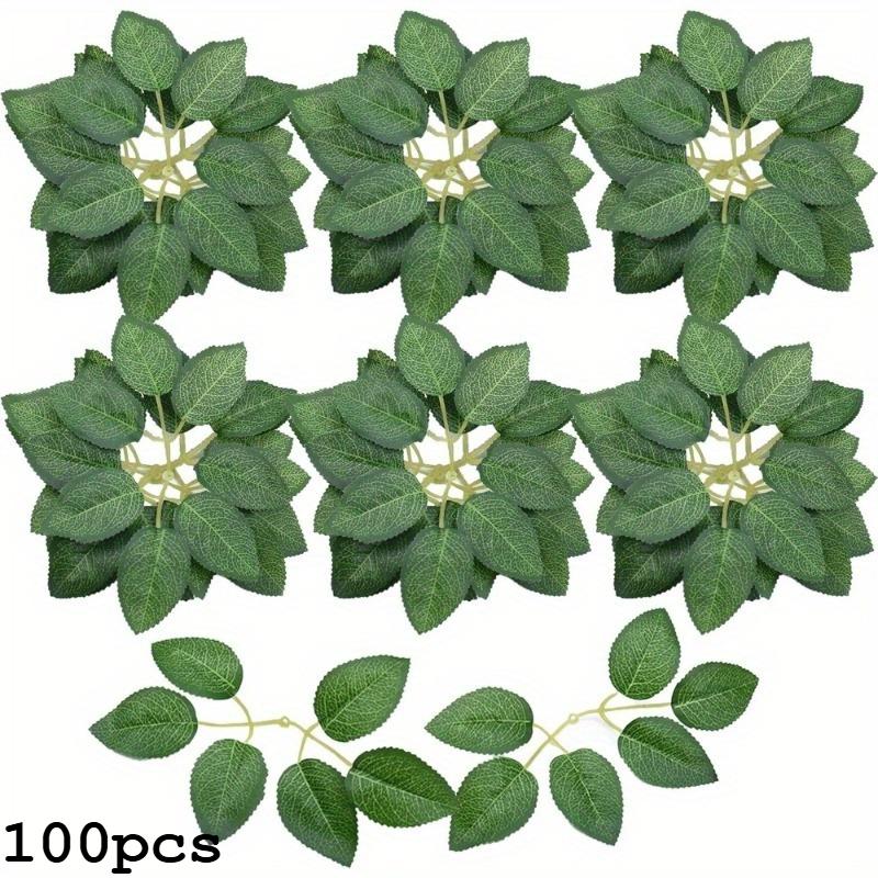 10-100pcs Simulated Rose Leaves, Artificial Green Fake Rose Flower Leaves DIY Wedding Bouquet Center Decoration Party Decoration