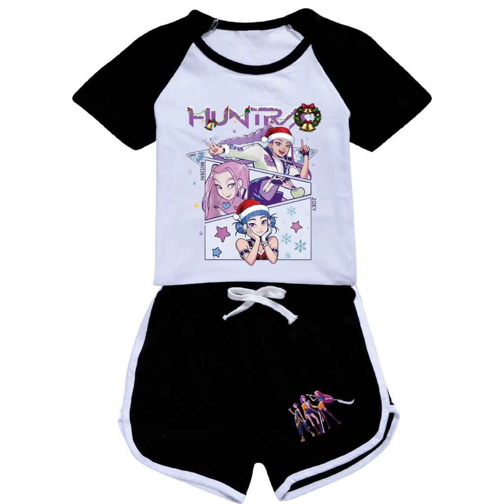 5095 Kids Girls Christmas POP Rumi Zoey Mira Print T-shirt Shorts Sport Tracksuit Clothes Set
