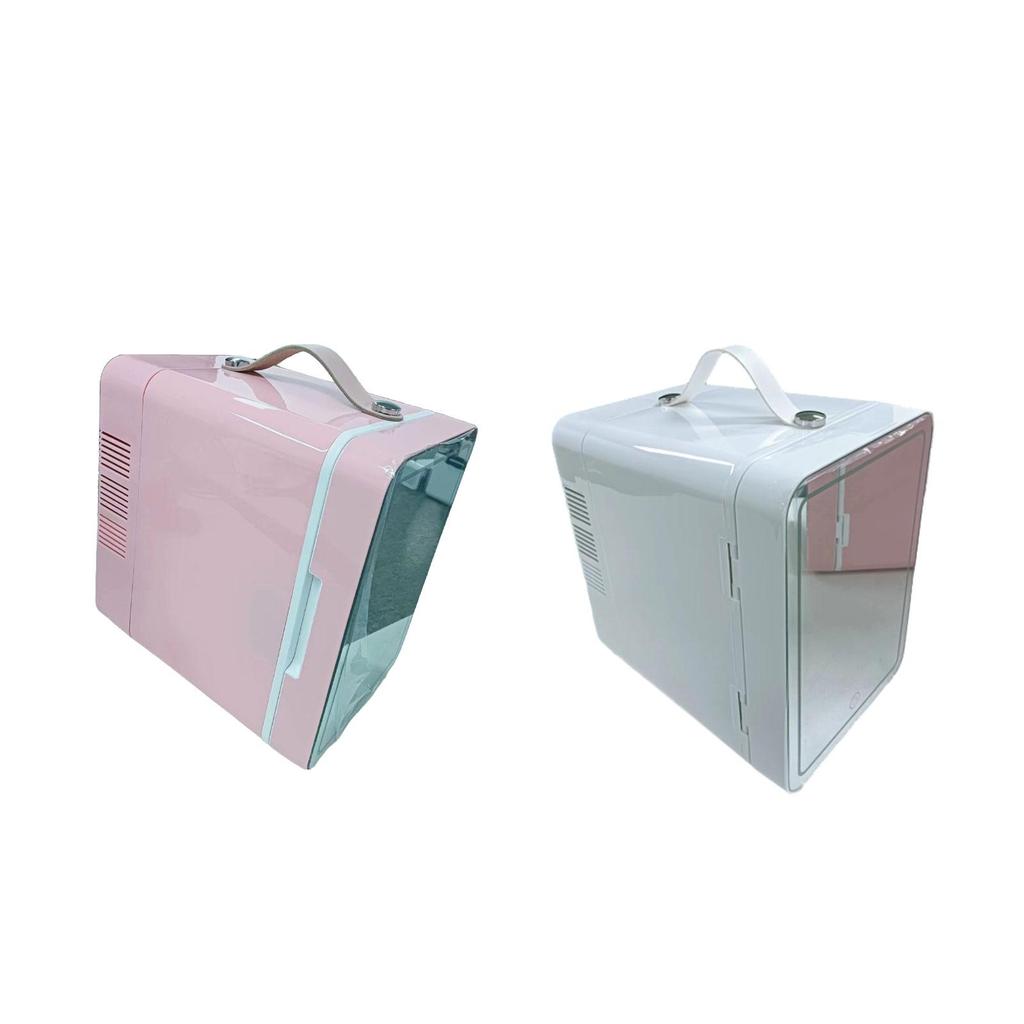 Mini Koelkast Koelen en Warmen Laag Geluidsniveau met LED Make-up Spiegel Mini Huidverzorgingskoelkast voor Cosmetica Beauty Make-up Reizen Slaapkamer