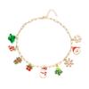Alloy Metal Christmas Necklace Rhinestone Santa Claus Bracelet Holiday Accessories  For Women Girls